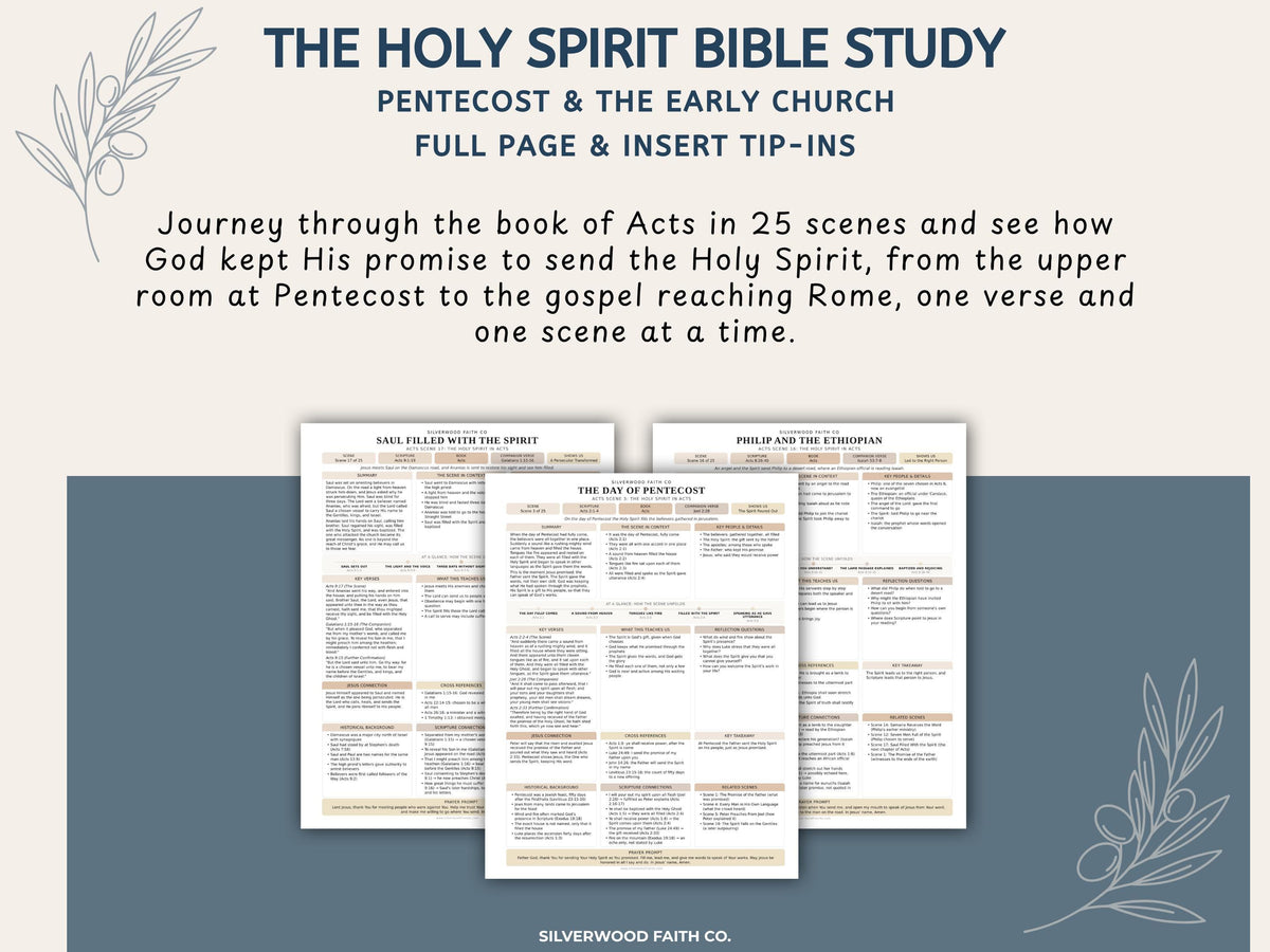 Holy Spirit Bible Study Inserts, Book of Acts Tips Ins, Pentecost Bible Study Guide, Early Church Bible Study Printable (Digital Download)