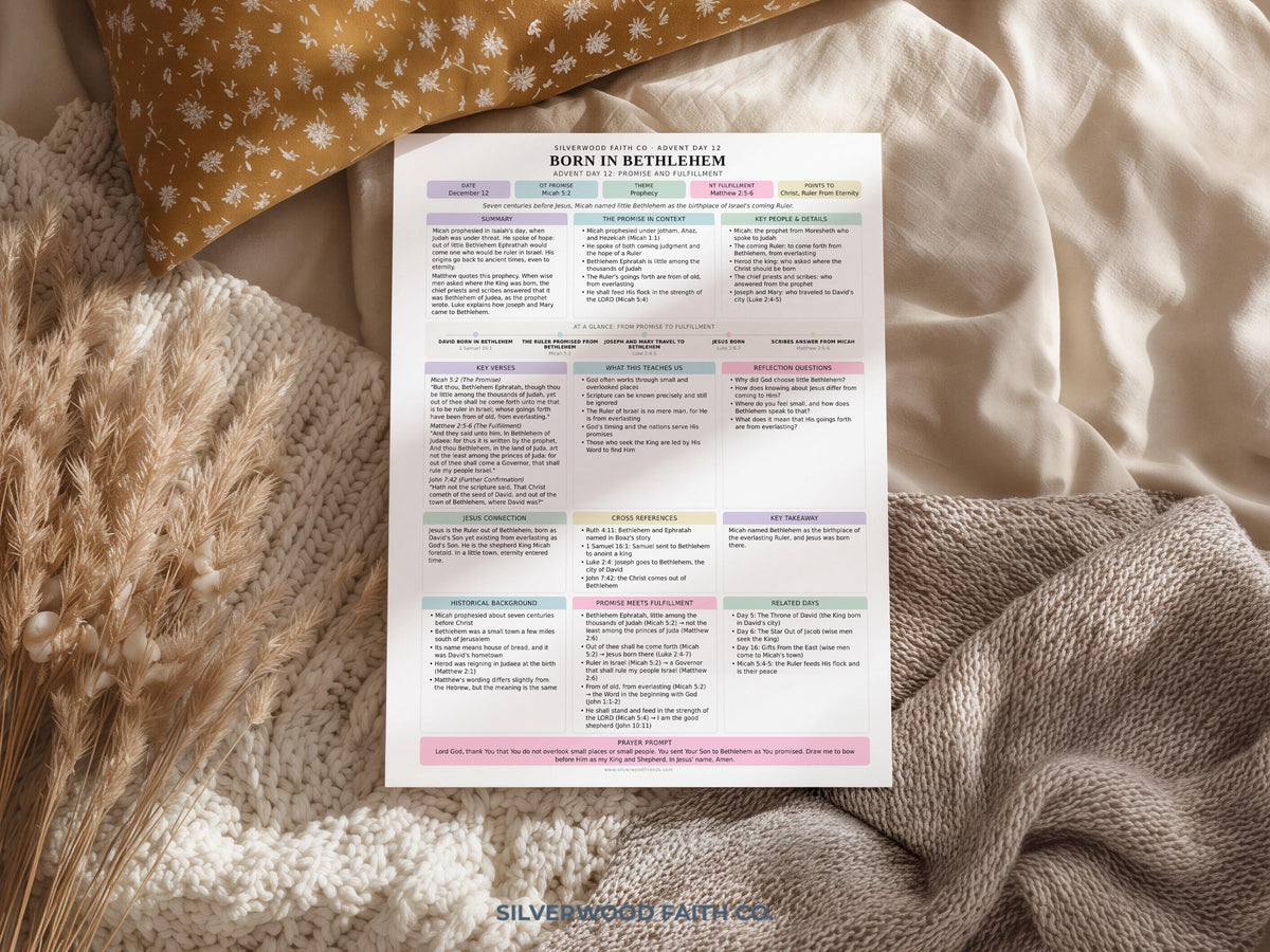 Advent Bible Study Guide, 25 Days of Advent Bible Study Inserts, Christmas Bible Study Tip Ins, Promise and Fulfillment (Digital Download)