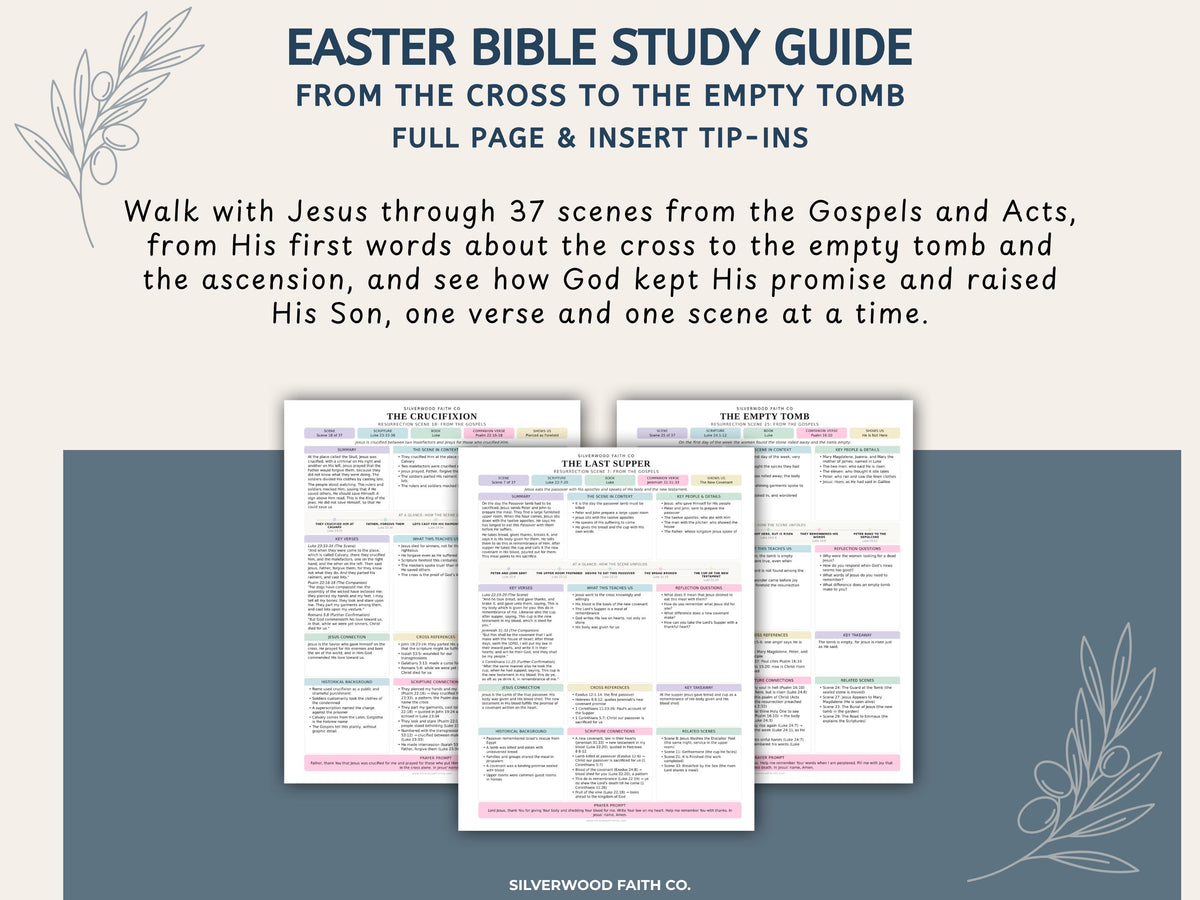 Easter Bible Study Guide, Resurrection Bible Study Inserts, Bible Miracles Tips Ins, Jesus Crucifixion Easter Devotional (Digital Download)
