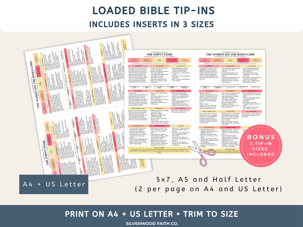 Easter Bible Study Guide, Resurrection Bible Study Inserts, Bible Miracles Tips Ins, Jesus Crucifixion Easter Devotional (Digital Download)