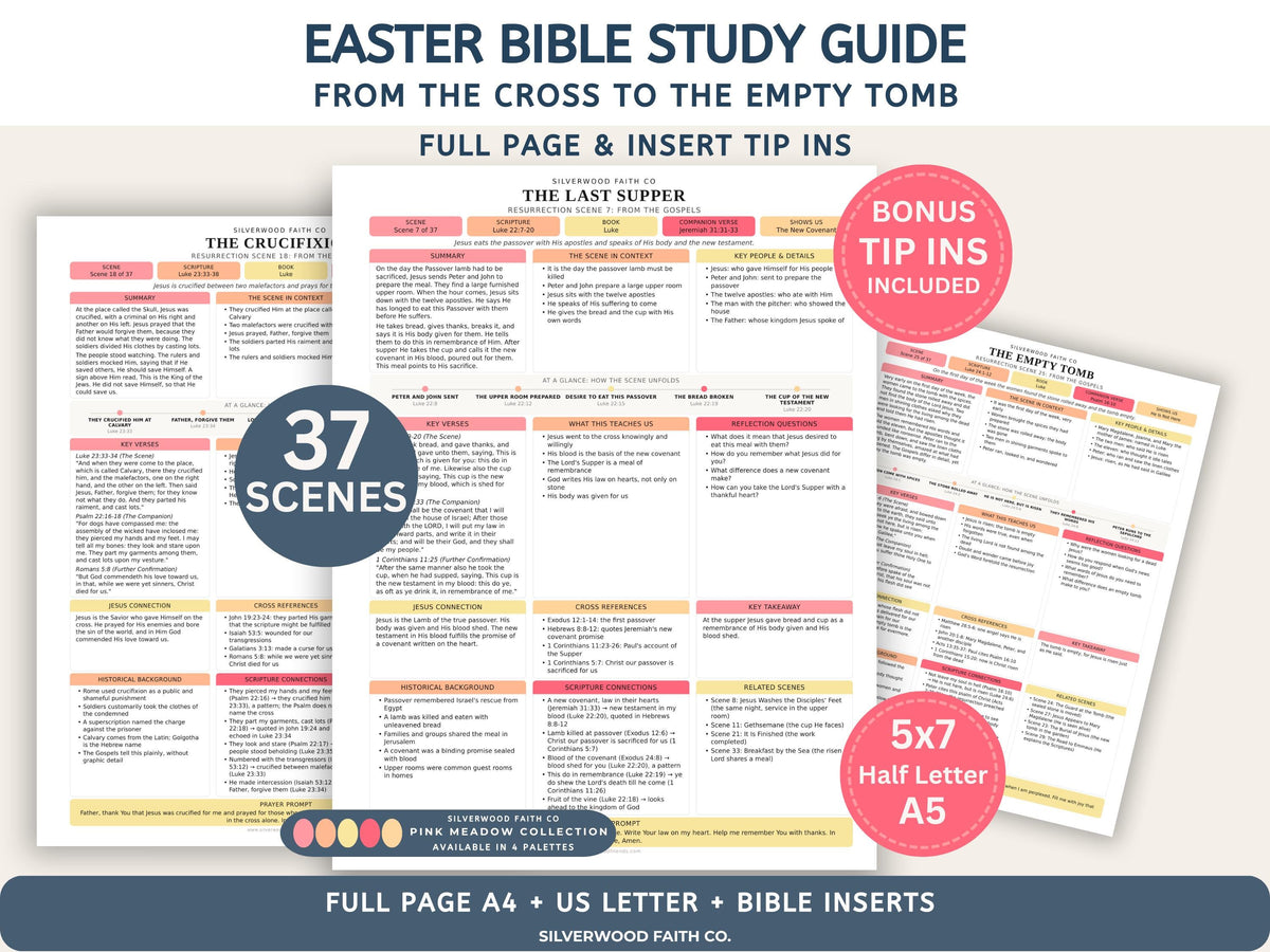Easter Bible Study Guide, Resurrection Bible Study Inserts, Bible Miracles Tips Ins, Jesus Crucifixion Easter Devotional (Digital Download)