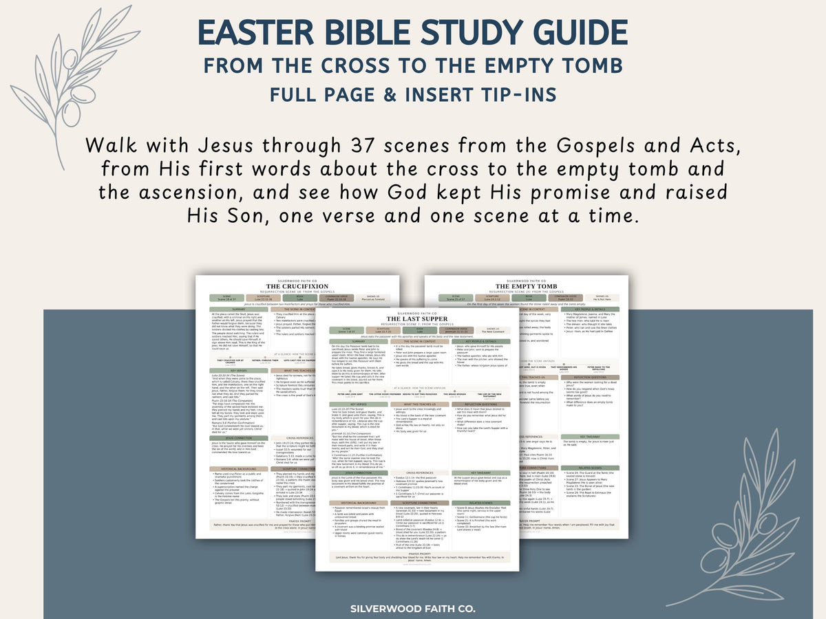 Easter Bible Study Guide, Resurrection Bible Study Inserts, Bible Miracles Tips Ins, Jesus Crucifixion Easter Devotional (Digital Download)