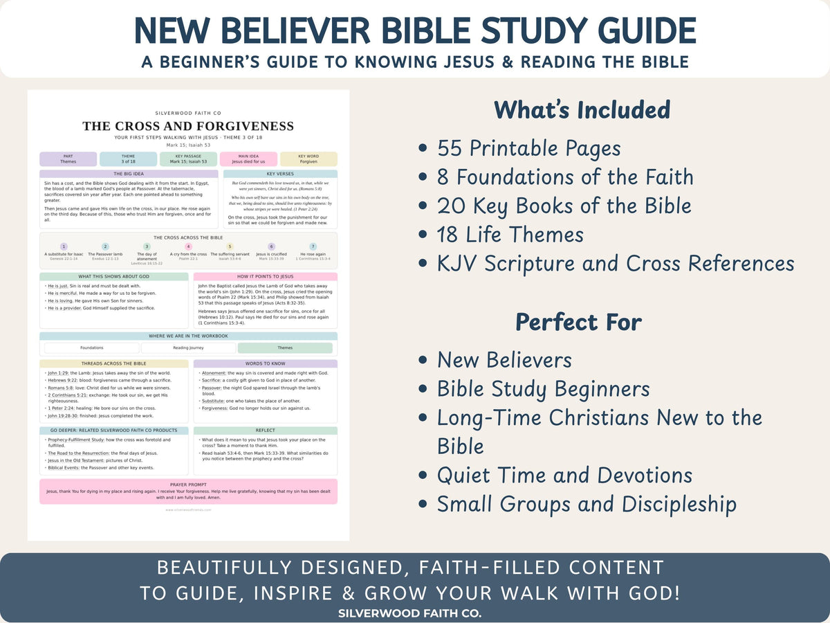 Beginner Bible Study Guide Inserts, Bible Study Tip Ins, New Believer Bible Study Guide, New Believer Baptism Gift, PDF (Digital Download)