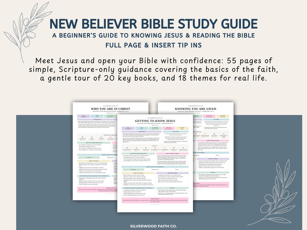 Beginner Bible Study Guide Inserts, Bible Study Tip Ins, New Believer Bible Study Guide, New Believer Baptism Gift, PDF (Digital Download)