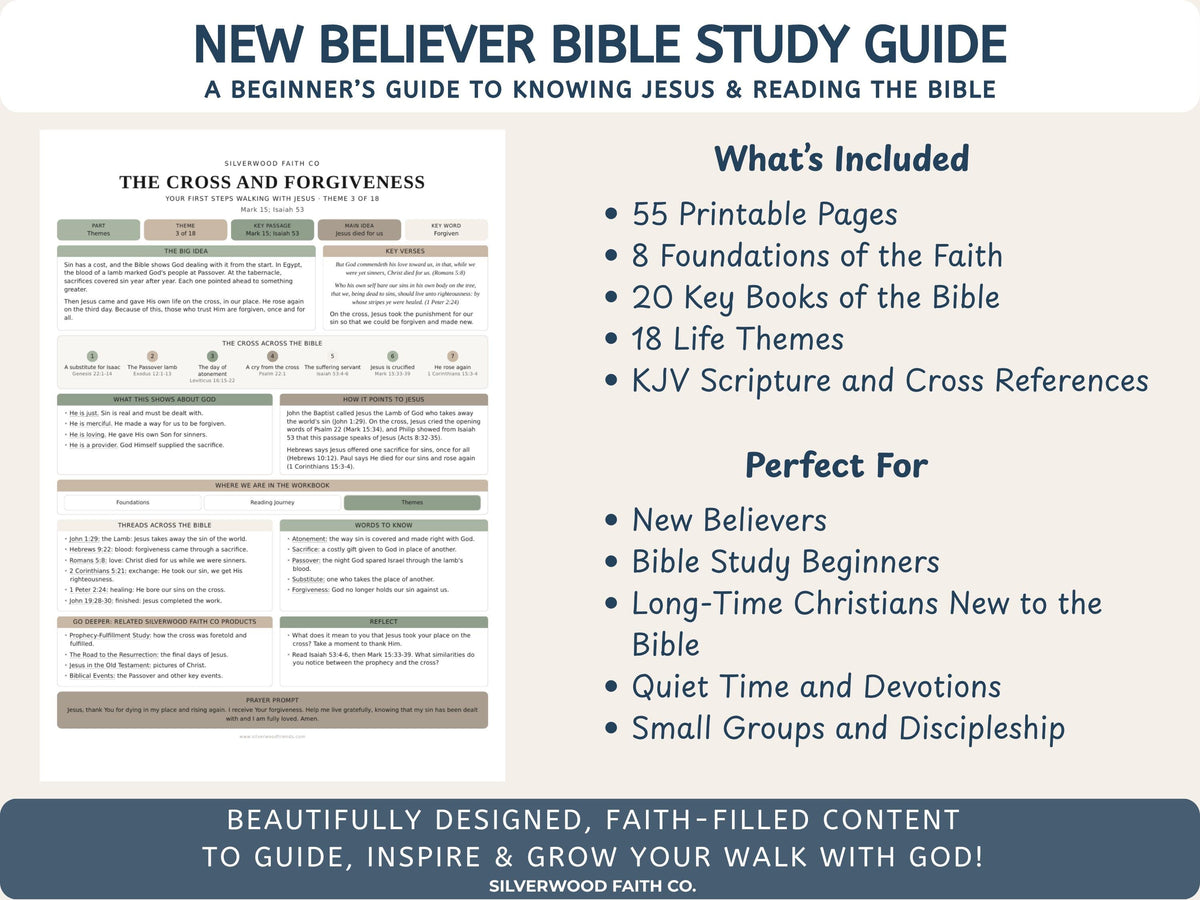 Beginner Bible Study Guide Inserts, Bible Study Tip Ins, New Believer Bible Study Guide, New Believer Baptism Gift, PDF (Digital Download)