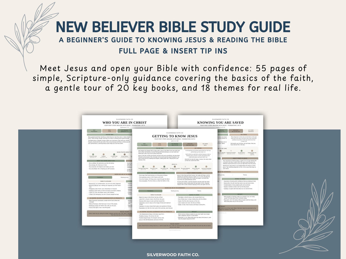 Beginner Bible Study Guide Inserts, Bible Study Tip Ins, New Believer Bible Study Guide, New Believer Baptism Gift, PDF (Digital Download)