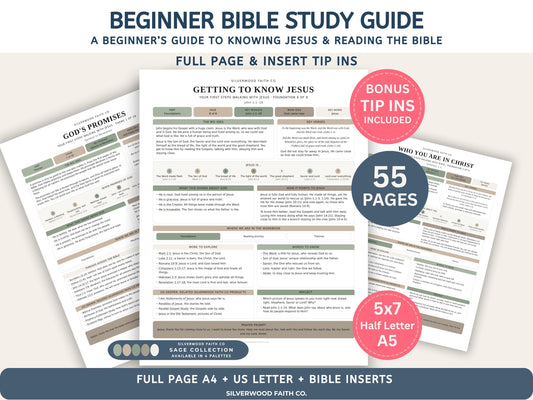 Beginner Bible Study Guide Inserts, Bible Study Tip Ins, New Believer Bible Study Guide, New Believer Baptism Gift, PDF (Digital Download)