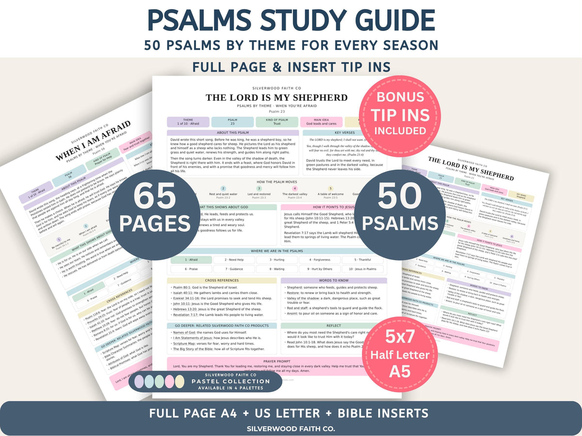 Psalms Study Guide Printable Bible Study Inserts, Psalms Bible Tips Ins, Bible Study Guide, Bible Book Summary, Printable (Digital Download)