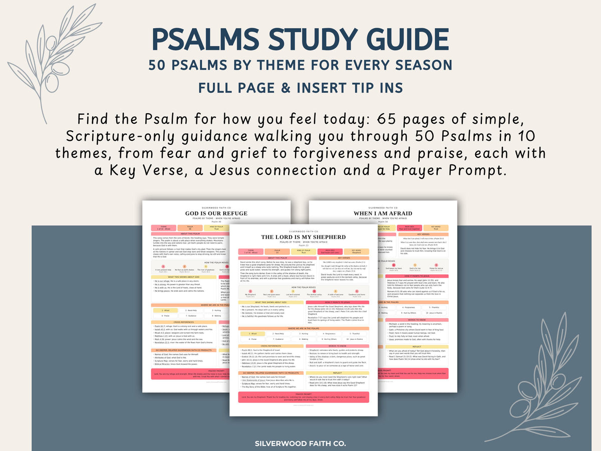 Psalms Study Guide Printable Bible Study Inserts, Psalms Bible Tips Ins, Bible Study Guide, Bible Book Summary, Printable (Digital Download)
