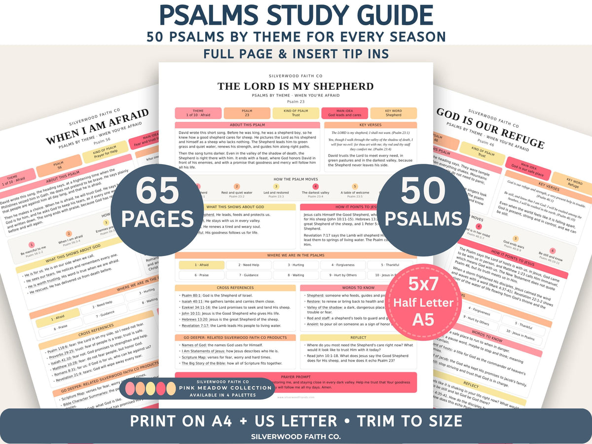Psalms Study Guide Printable Bible Study Inserts, Psalms Bible Tips Ins, Bible Study Guide, Bible Book Summary, Printable (Digital Download)