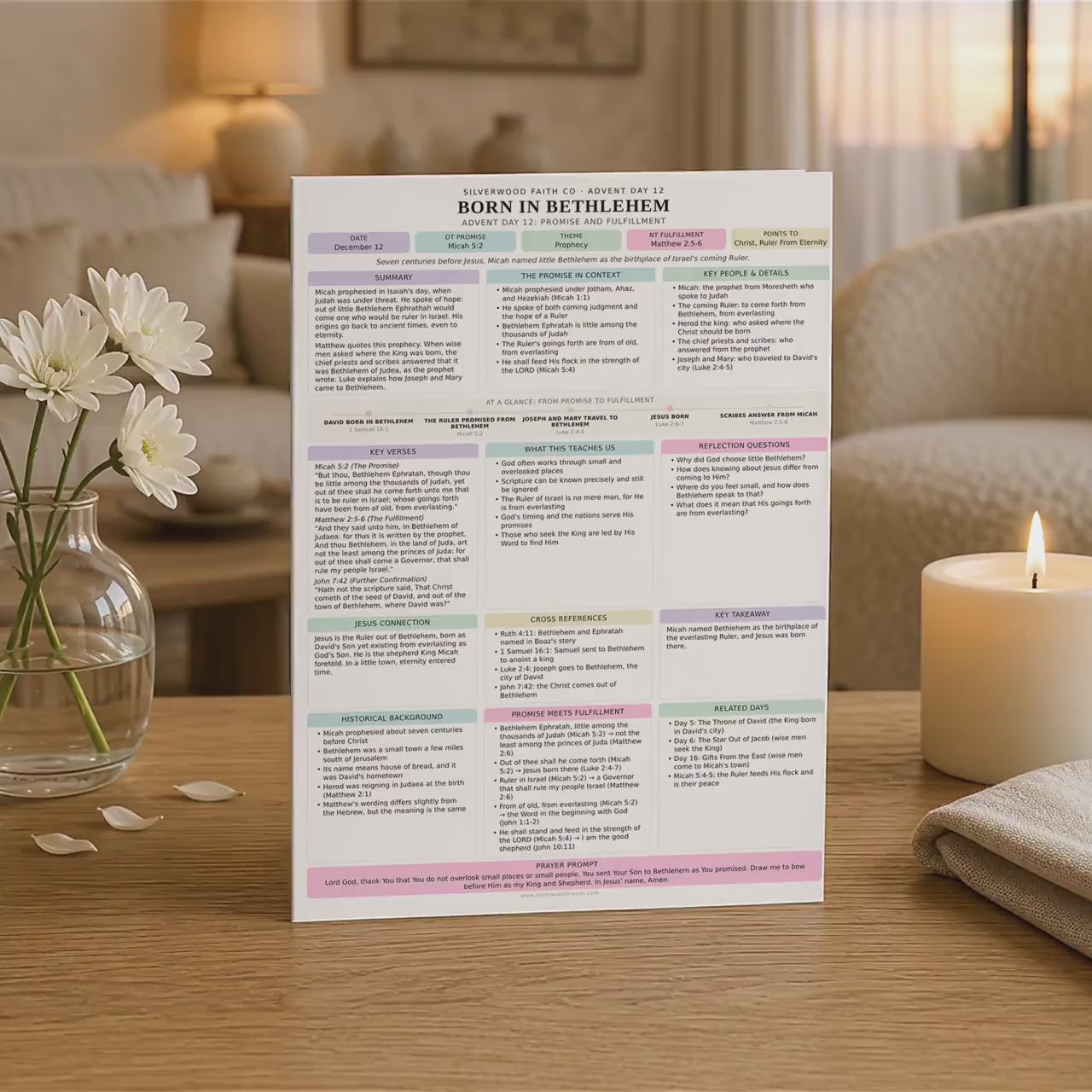 Advent Bible Study Guide, 25 Days of Advent Bible Study Inserts, Christmas Bible Study Tip Ins, Promise and Fulfillment (Digital Download)