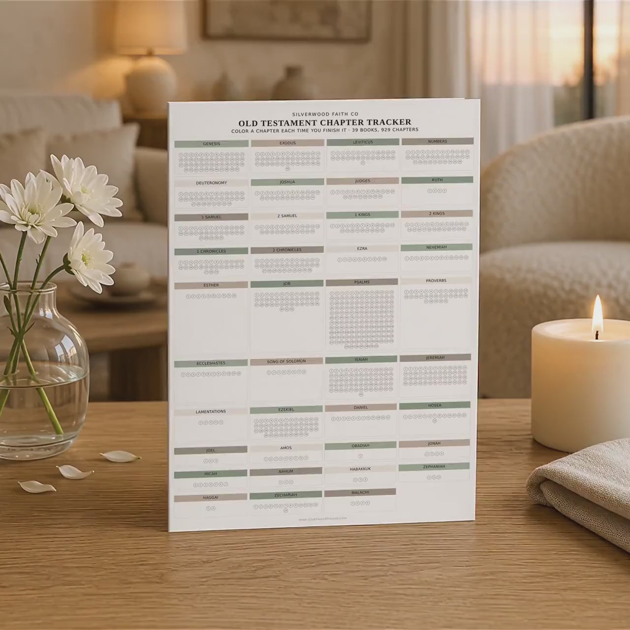 Bible Reading Tracker, Printable Books of the Bible Bookshelf Tracker, Printable Bible Study Template, SAGE BOTANICAL (Digital Download) 569