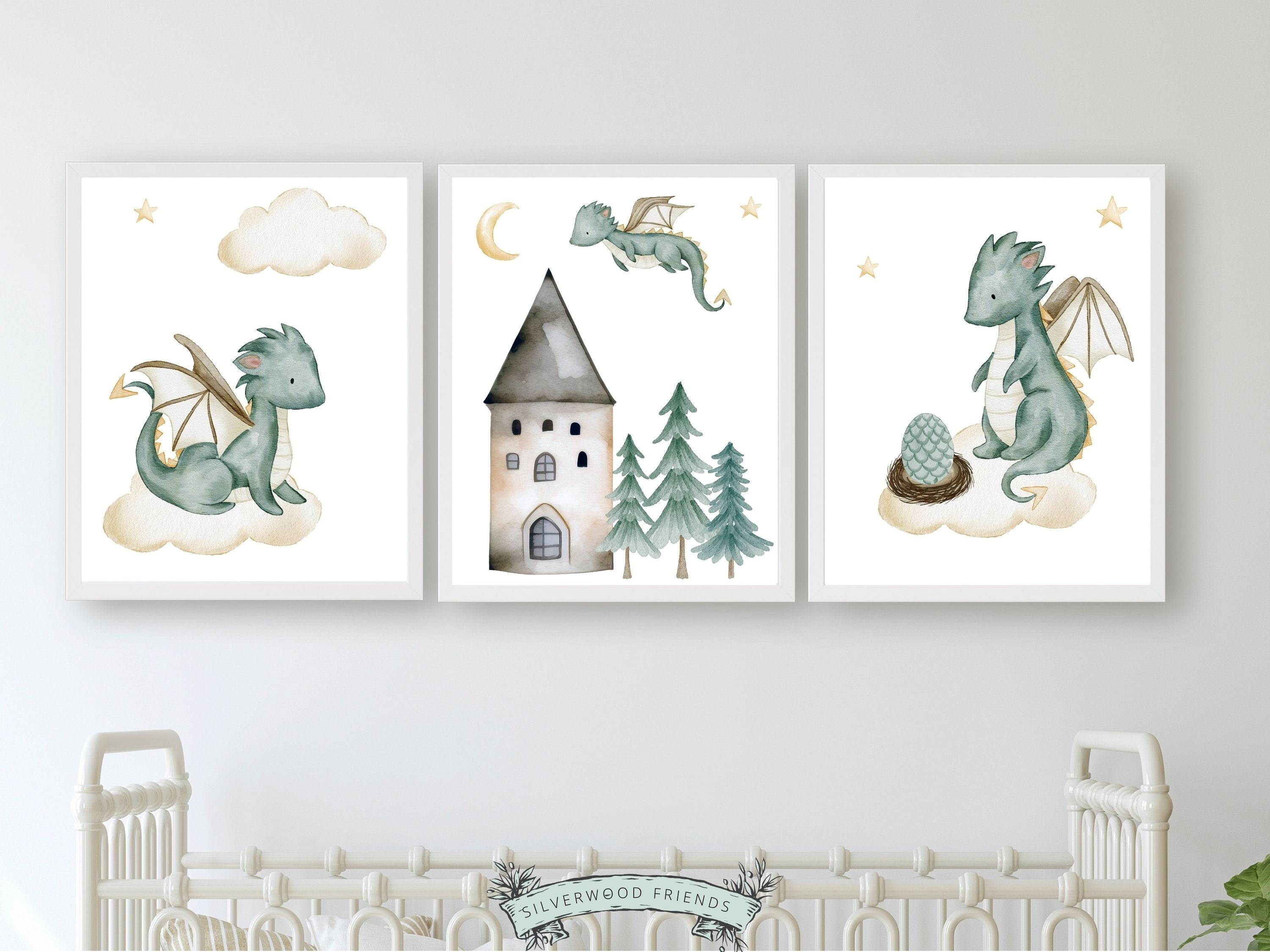Baby Dragon Nursery Prints Set of 3