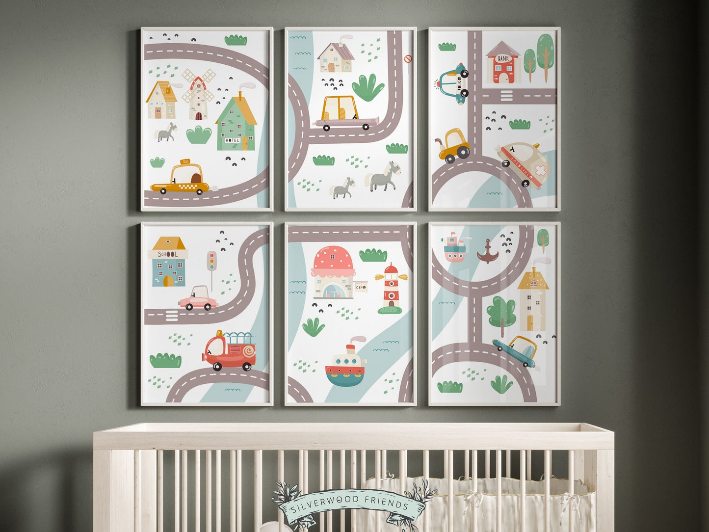 Rev up the excitement in your nursery with our Transport Nursery Prints, where vehicles, boats and animals unite to create a playful and enchanting atmosphere. Perfect for your transport nursery decor or car theme nursery.