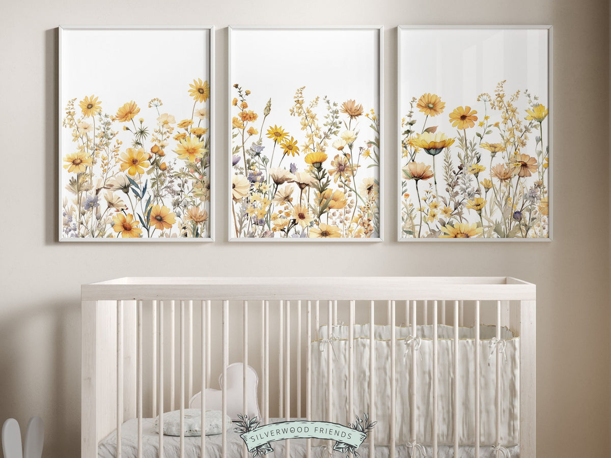 Yellow Wildflower Nursery Print Set of 3 – Silverwood Friends