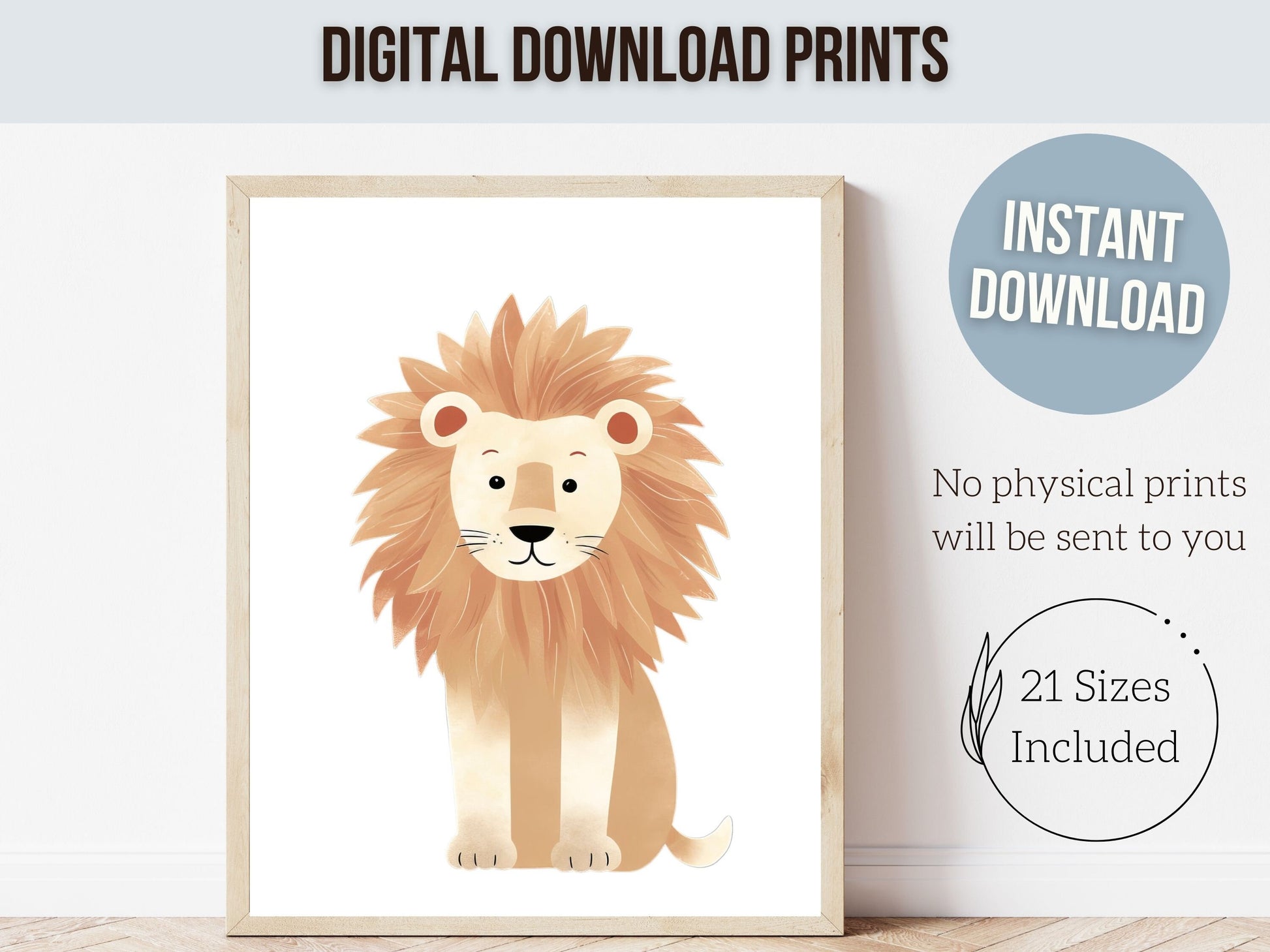 Safari Animal Nursery Print, Boho Safari Nursery Decor, Gender Neutral Newborn Gift, Jungle Animal Neutral Nursery Wall Art Digital Print