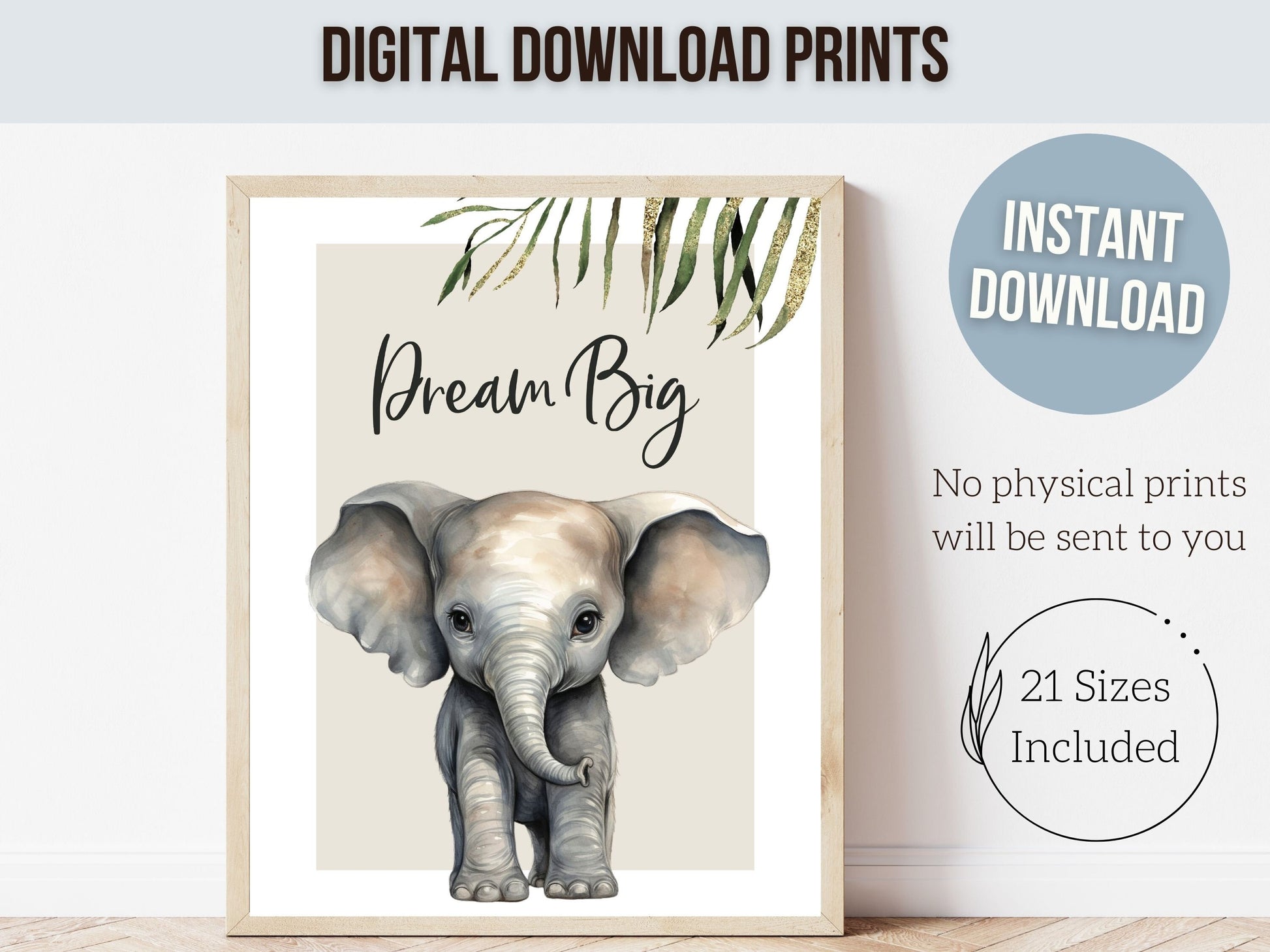 Safari Jungle Animal Nursery Prints, Safari Nursery Decor, Unisex Newborn Gift, Giraffe Elephant Zebra Monkey Hyena Lion Quote Digital Print