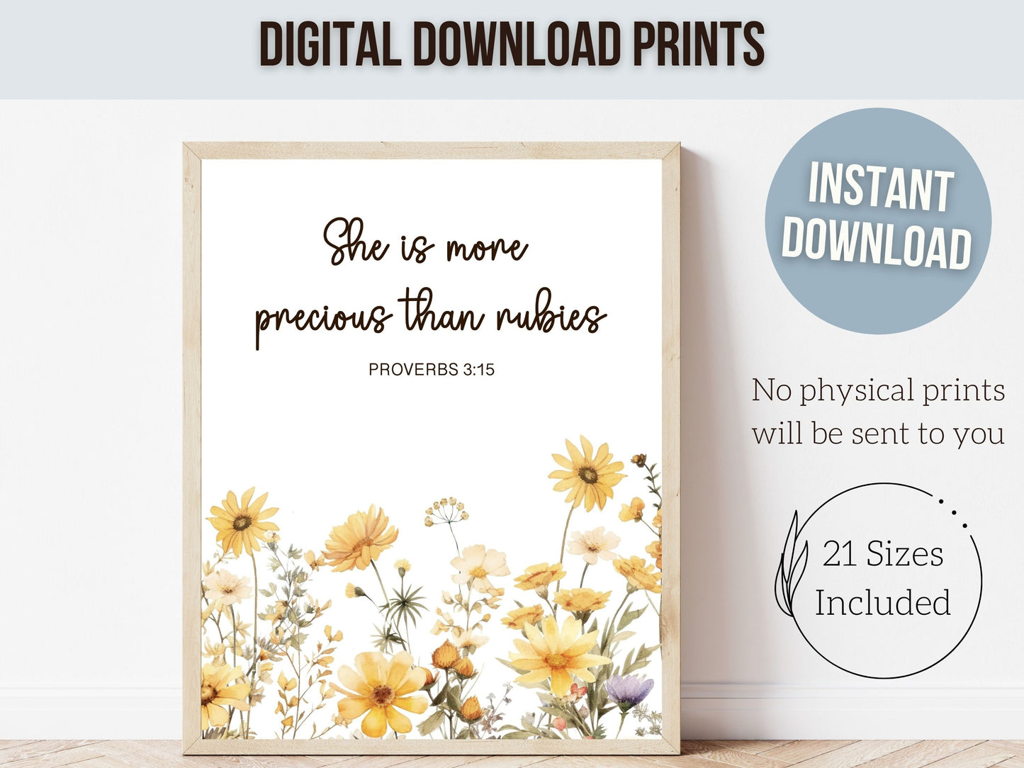 Christian Nursery Wall Art, Wildflower Nursery Bible Verse Print, Modern Christian Art, Botanical Scripture Printable, Proverb Digital Print