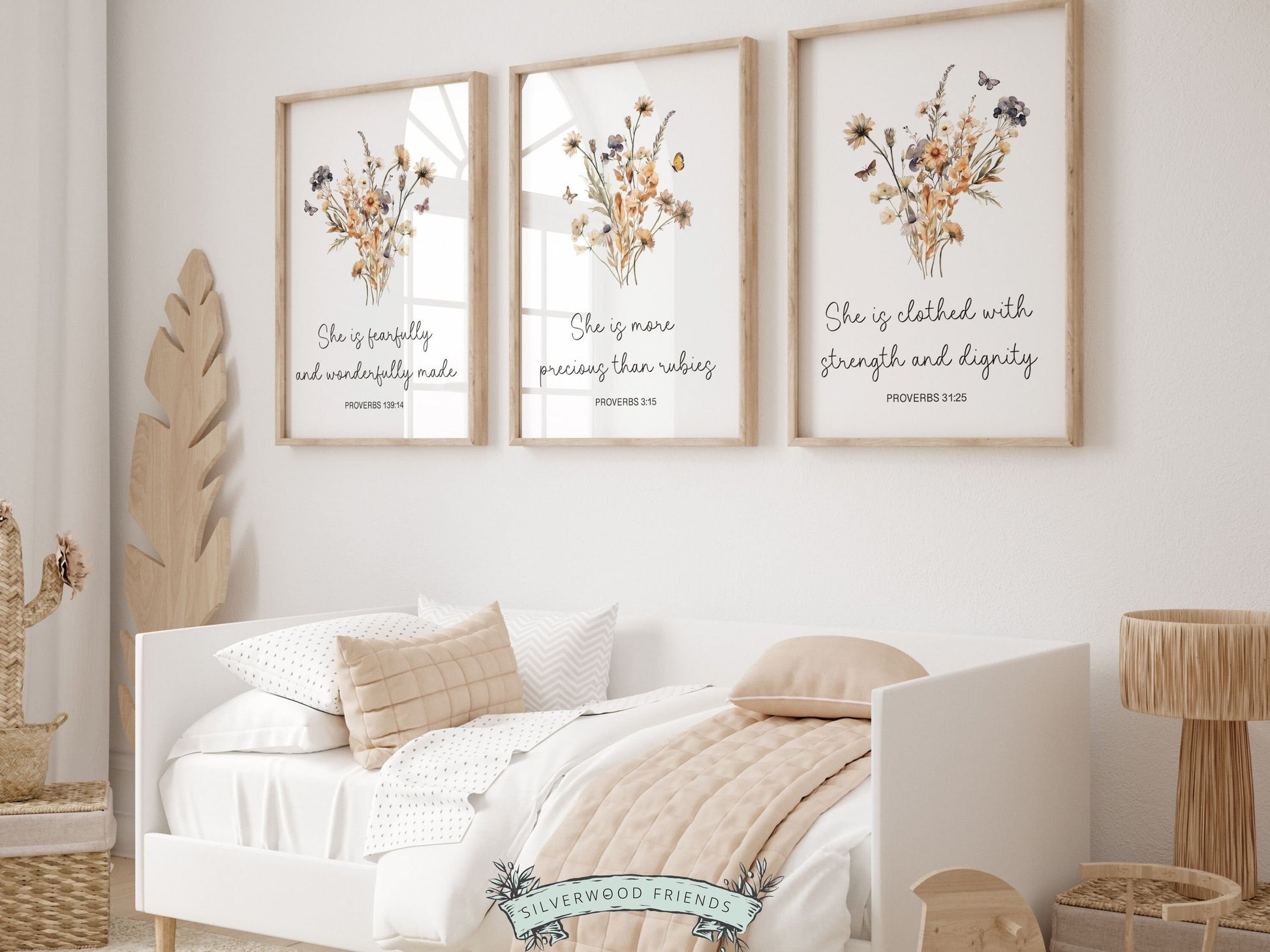 Wildflower Nursery Bible Verse Print, Christian Nursery Wall Art, Modern Christian Art, Botanical Scripture Printable, Baby Girl Room Decor