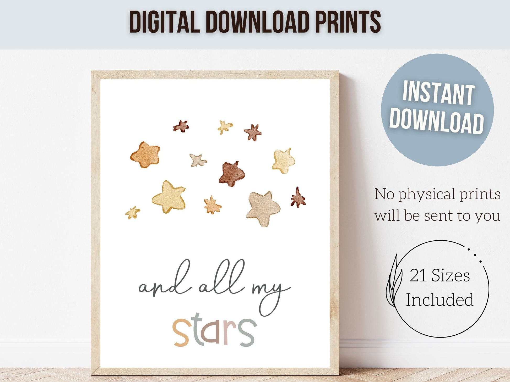 You Are My Sun My Moon And All My Stars Boho Nursery Prints, Gender Neutral Nursery Decor, Earthy Nursery Kids Decor,Celestial Digital Print