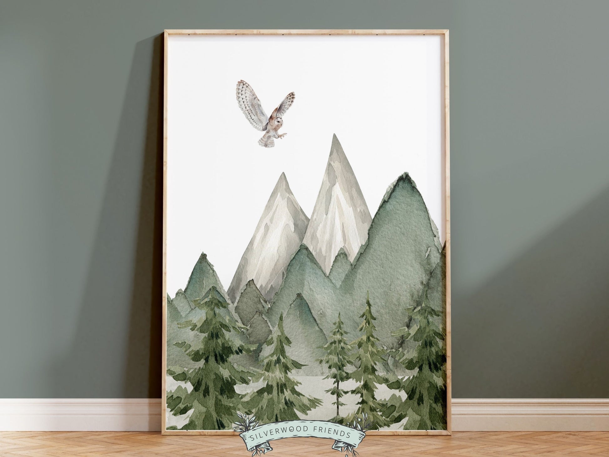 Woodland Mountain Nursery Prints, Woodland Mountain Nursery Decor, Forest Nursery Wall Art Printable, Nature Nursery Themed Digital Prints