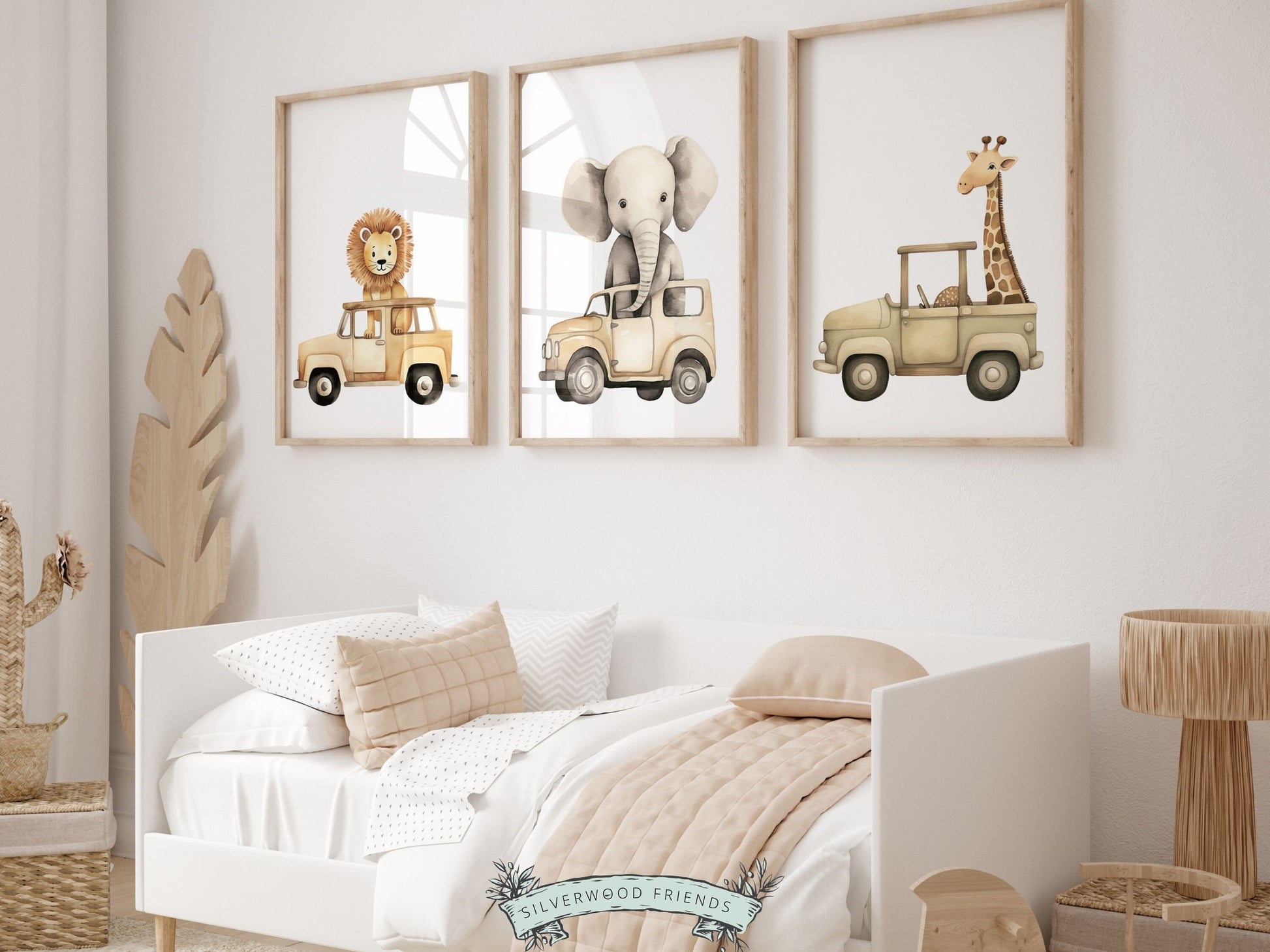 Safari Animal Car Nursery Prints, Jungle Animal Car Nursery Decor, Boys Toddler Room Safari Nursery Decor, Transport Nursery Digital Print