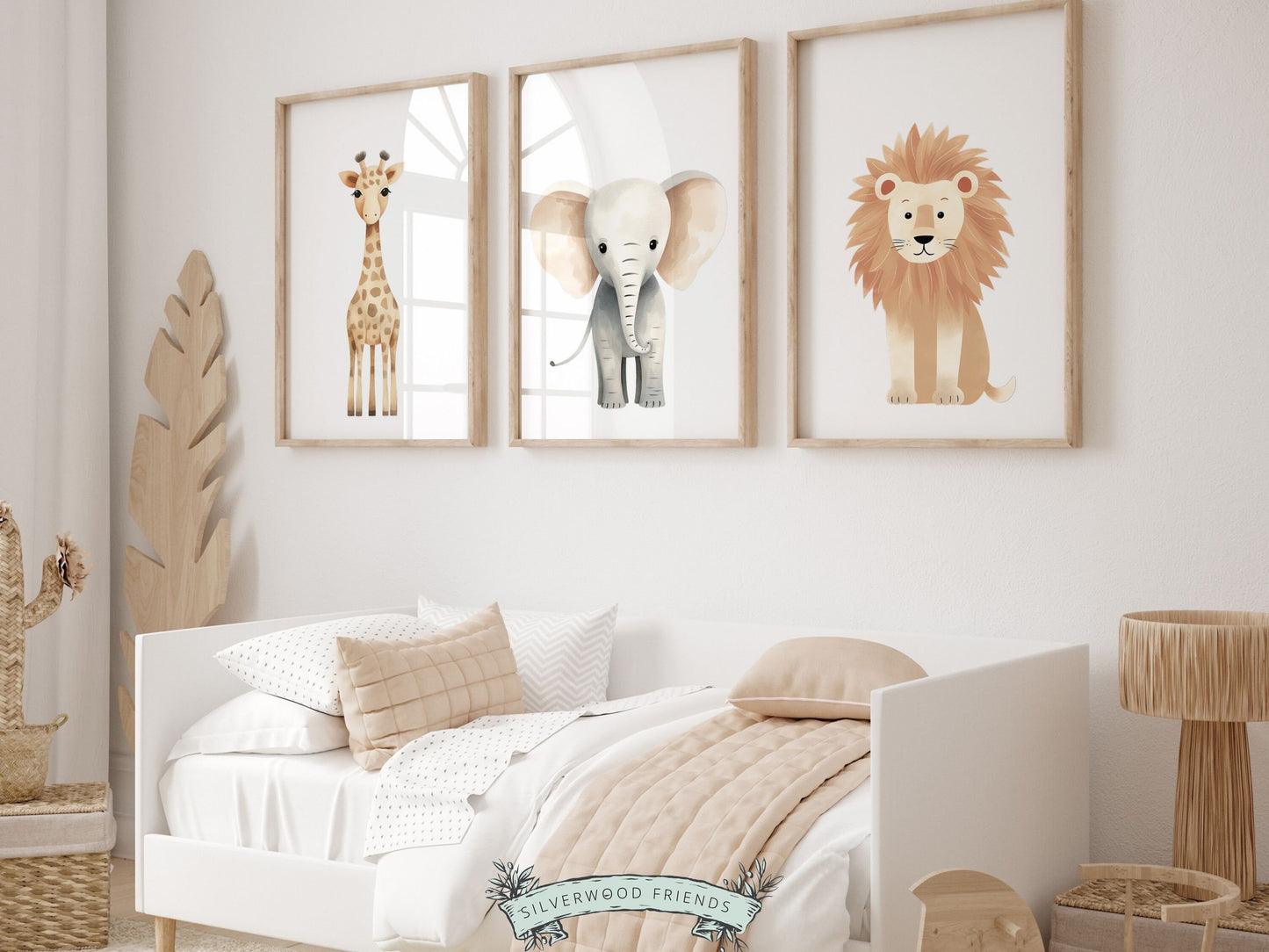 Safari Animal Nursery Print, Boho Safari Nursery Decor, Gender Neutral Newborn Gift, Jungle Animal Neutral Nursery Wall Art Digital Print