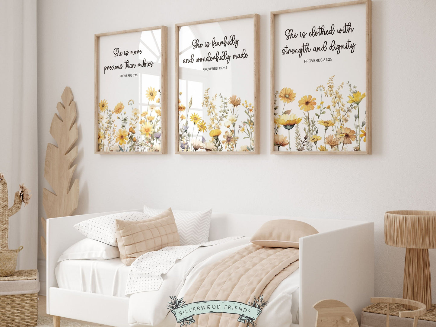 Christian Nursery Wall Art, Wildflower Nursery Bible Verse Print, Modern Christian Art, Botanical Scripture Printable, Proverb Digital Print