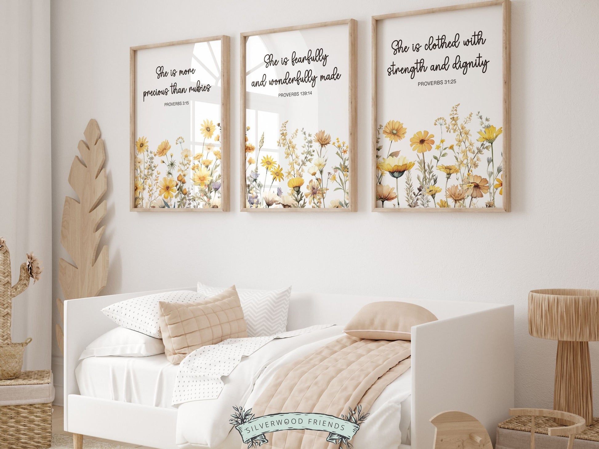 Christian Nursery Wall Art, Wildflower Nursery Bible Verse Print, Modern Christian Art, Botanical Scripture Printable, Proverb Digital Print