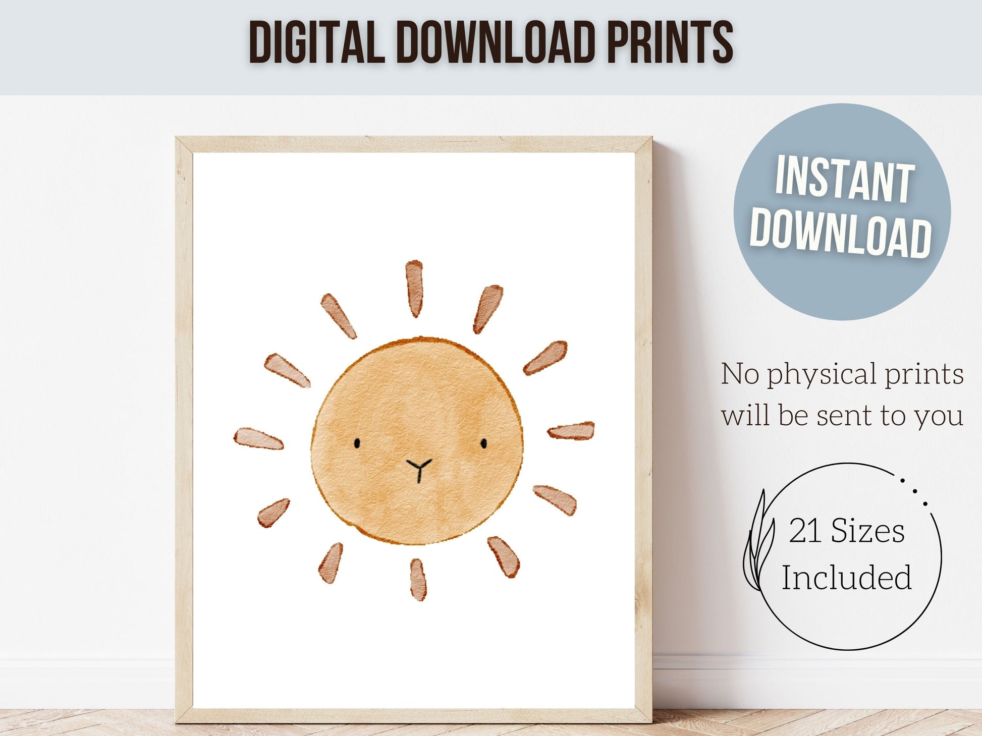 Boho Sun Nursery Prints, Gender Neutral Boho Rainbow Nursery Decor, Kids Room Decor, Earthy Nursery, Celestial Cloud Nursery Digital Print