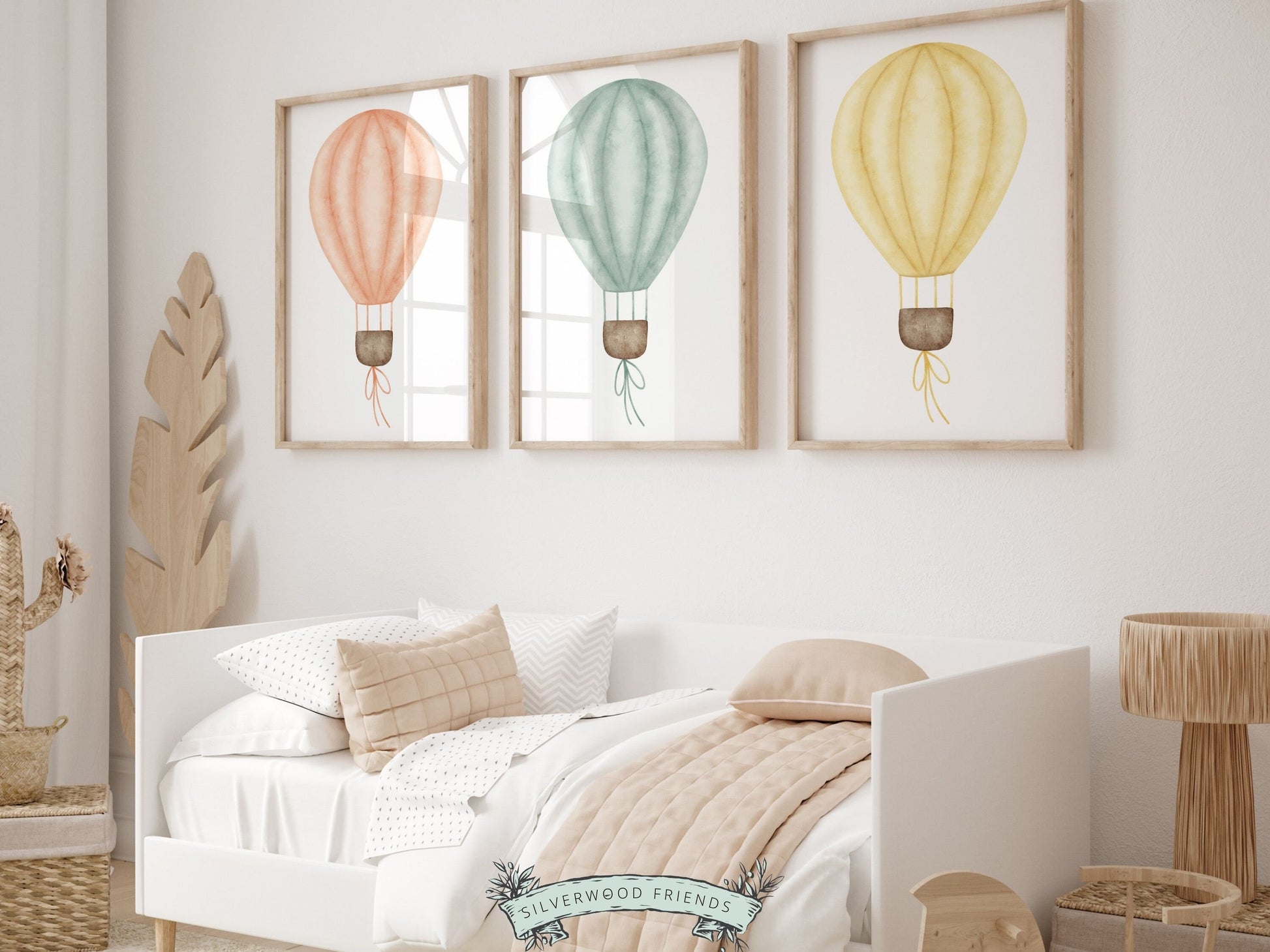 Hot Air Balloon Nursery Printable Prints, Baby Girl Nursery Prints, Newborn Baby Girl Gift, Girls Adventure Nursery Wall Decor Digital Print