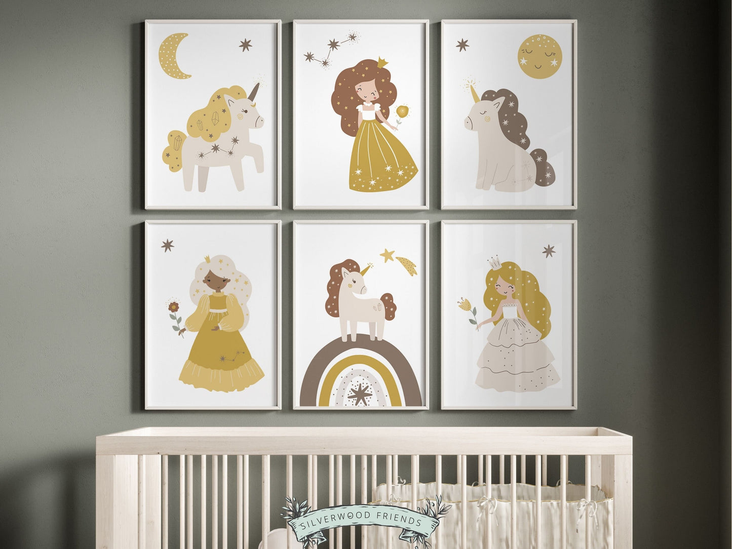 Fairytale Nursery Prints, Baby Girl Nursery Print, Princess Theme Nursery Decor, Newborn Gift, Celestial Unicorn Nursery Decor Digital Print