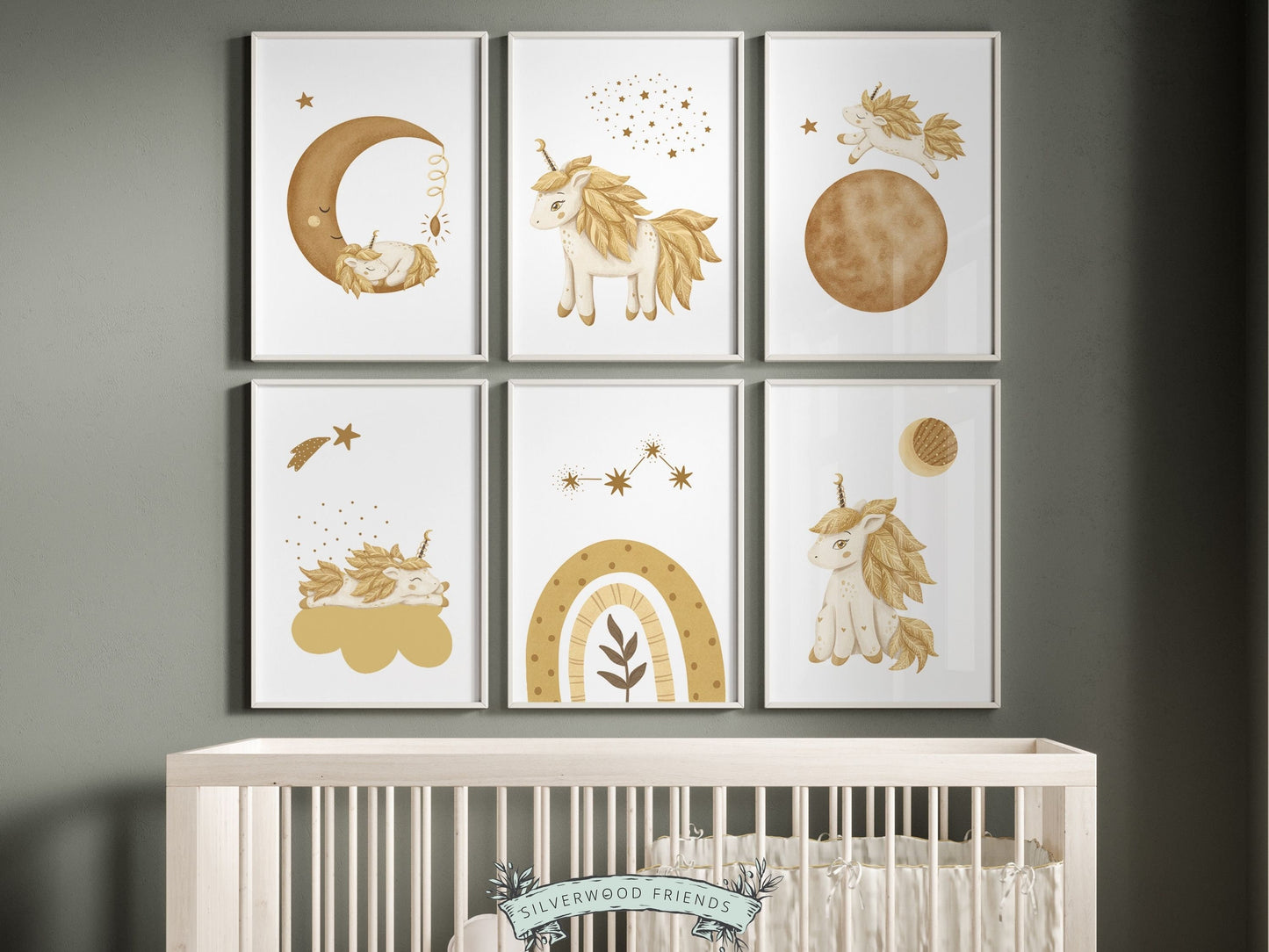 Unicorn Nursery Prints, Baby Girl Nursery Print, Unicorn Moon Nursery Decor, Newborn Boho Baby Shower Gift, Fairytale Nursery Digital Prints
