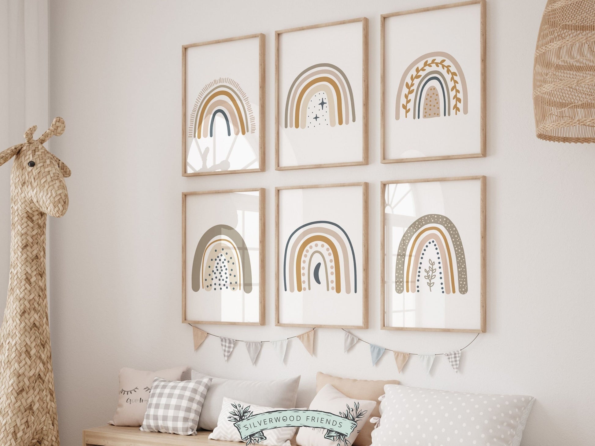 Boho Rainbow Nursery Print, Gender Neutral Boho Rainbow Nursery Decor, Kids Room Decor, Unisex Newborn Gift, Celestial Nursery Digital Print