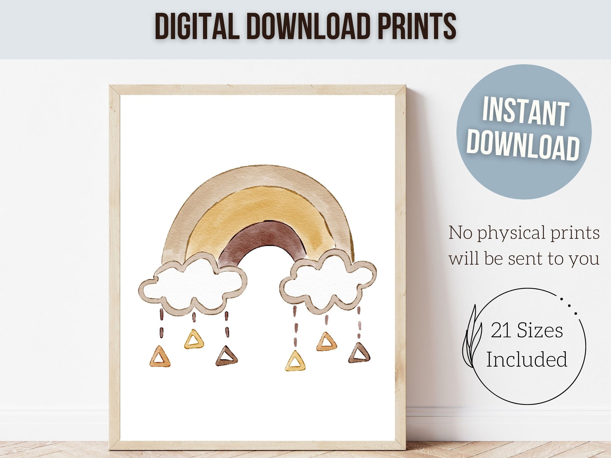 Celestial Sun Nursery Prints, Gender Neutral Boho Rainbow Nursery Decor, Earthy Nursery Kids Room Decor, Cloud Rainbow Nursery Digital Print