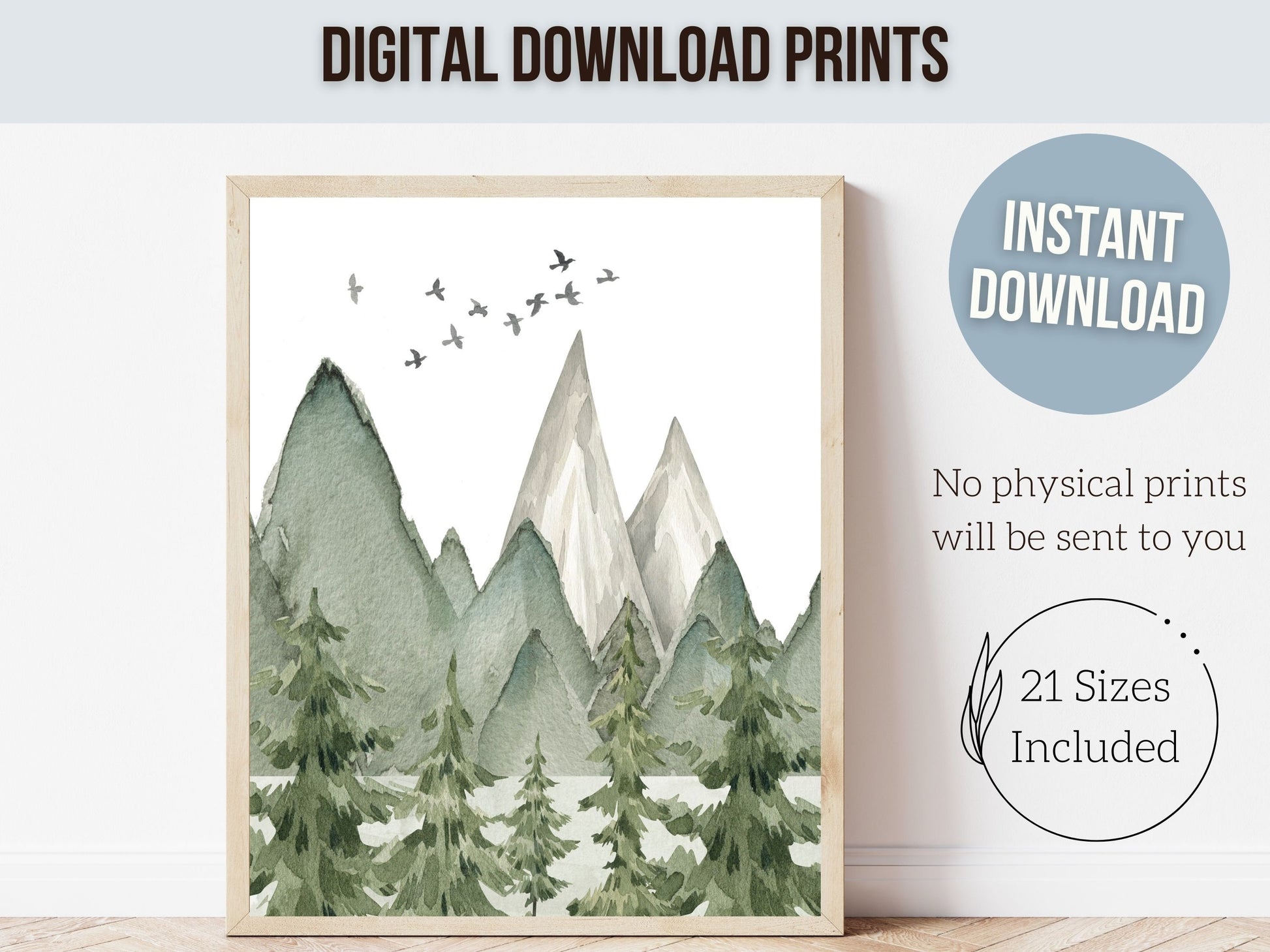Woodland Mountain Nursery Prints, Woodland Mountain Nursery Decor, Forest Nursery Wall Art Printable, Nature Nursery Themed Digital Prints