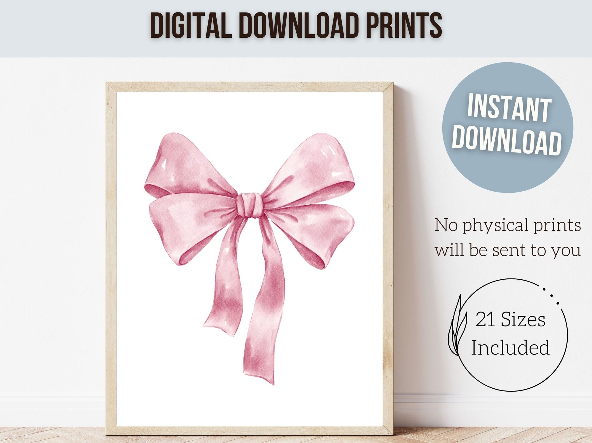 Pink Bow Print, Teen Room Decor, Preppy Balletcore Wall Art Poster, Coquette Room Decor, Newborn Baby Girls Pink Nursery Gift Digital Prints