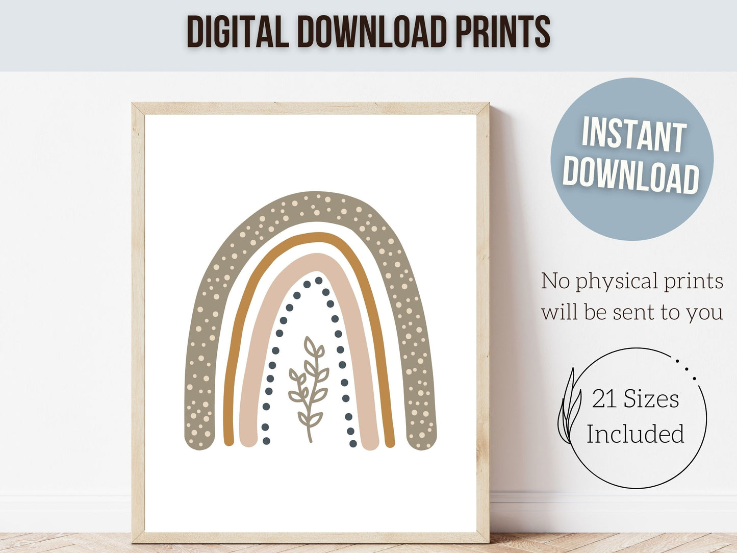 Boho Rainbow Nursery Print, Gender Neutral Boho Rainbow Nursery Decor, Kids Room Decor, Unisex Newborn Gift, Celestial Nursery Digital Print