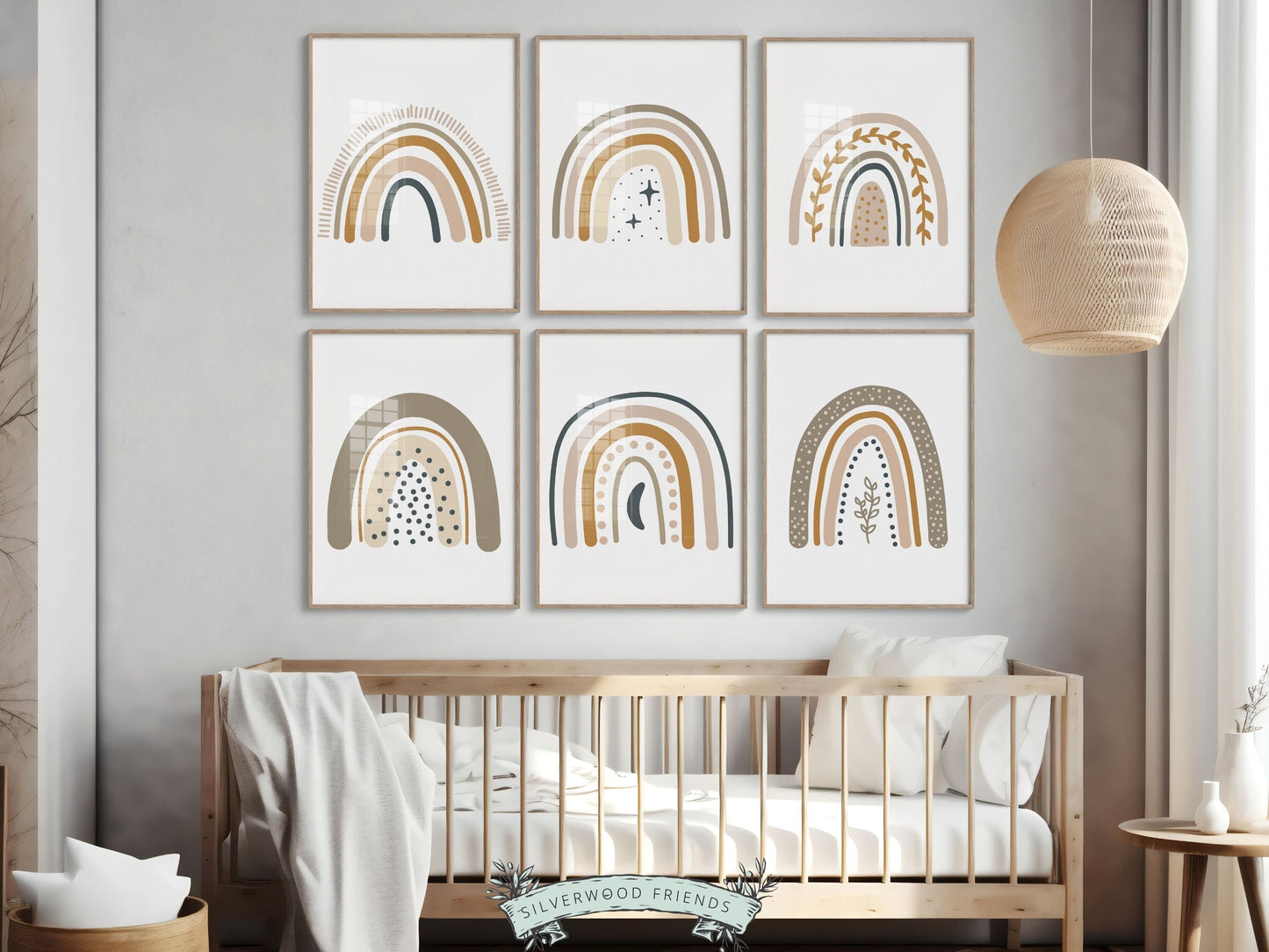 Boho Rainbow Nursery Print, Gender Neutral Boho Rainbow Nursery Decor, Kids Room Decor, Unisex Newborn Gift, Celestial Nursery Digital Print