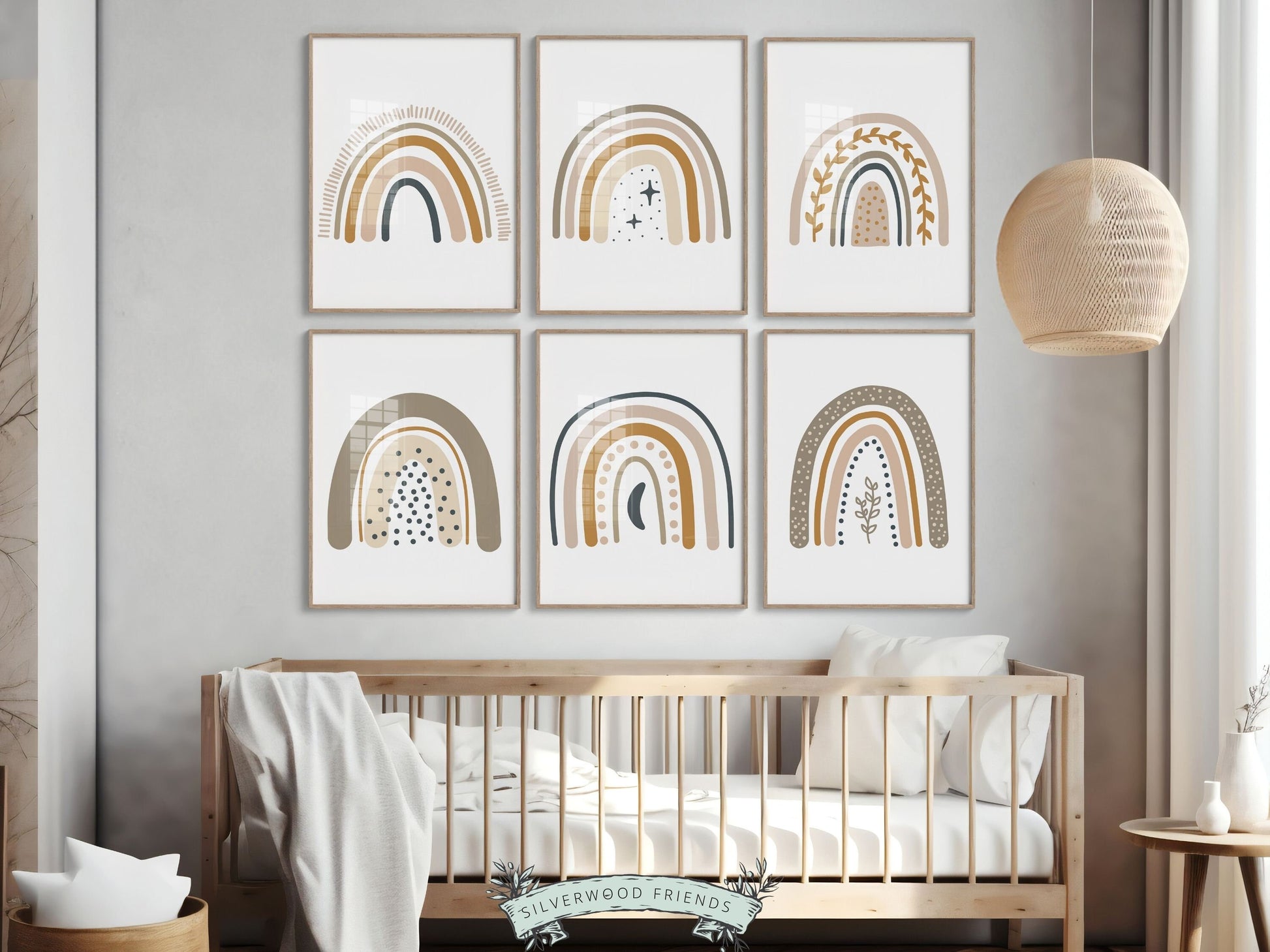 Boho Rainbow Nursery Print, Gender Neutral Boho Rainbow Nursery Decor, Kids Room Decor, Unisex Newborn Gift, Celestial Nursery Digital Print