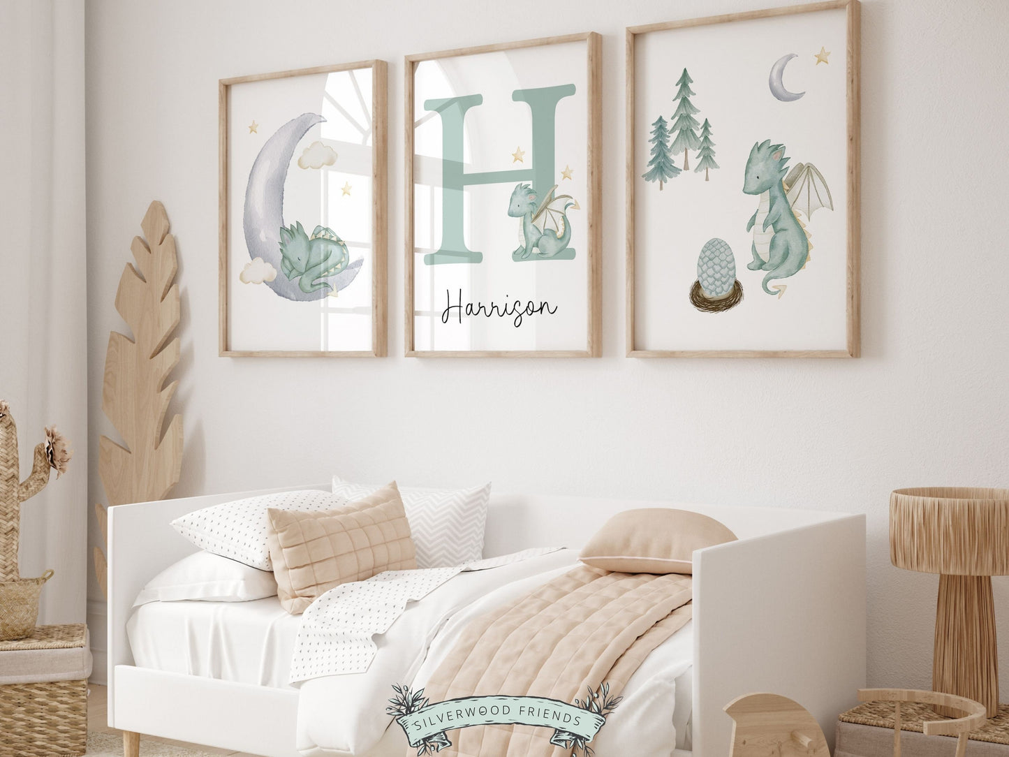 Baby Dragon Nursery Prints, Baby Dragon Nursery Decor, Custom Dragon Baby Name Nursery Wall Art Print , Personalized Fairytale Digital Print