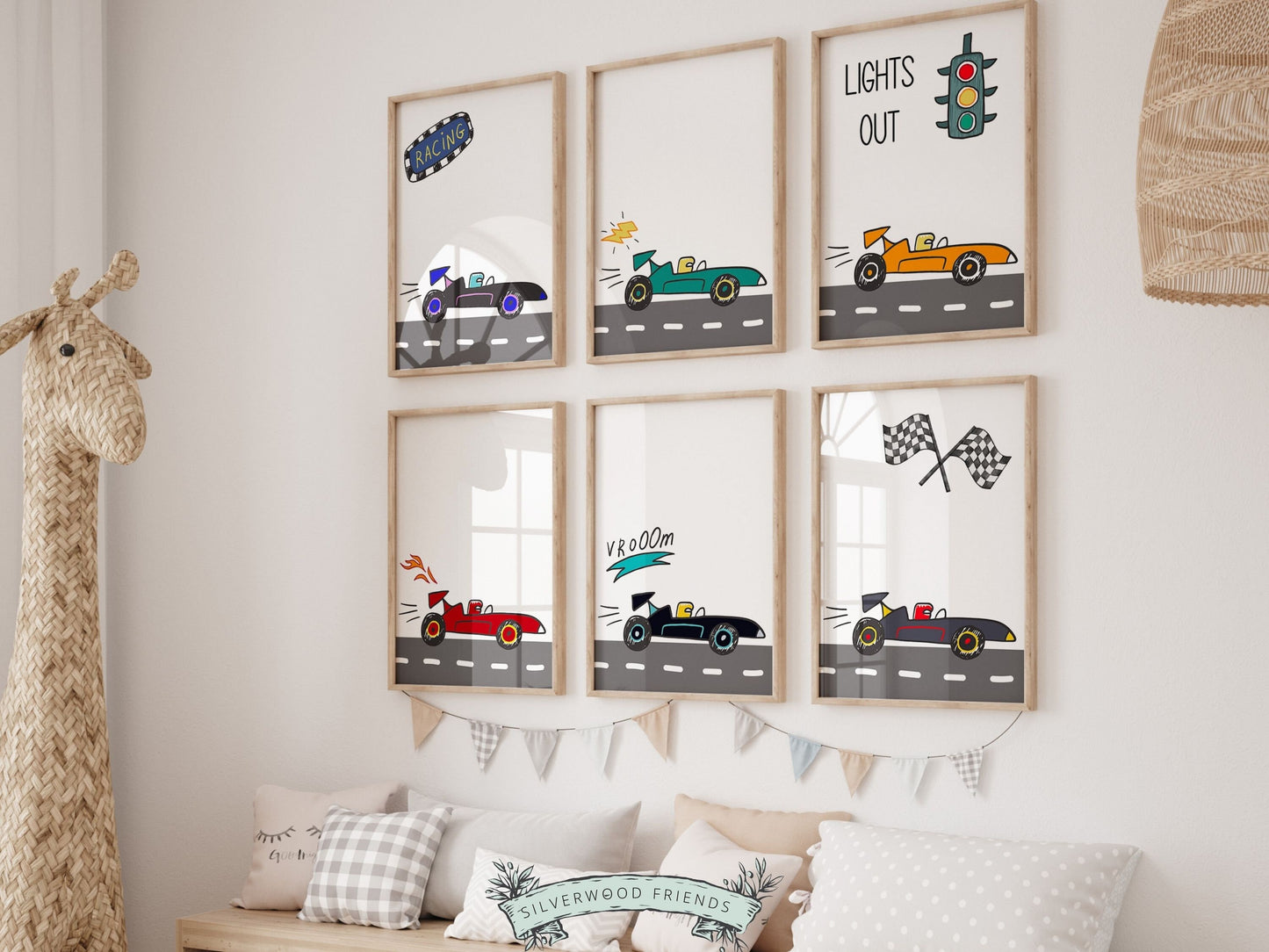 Race Car Nursery Prints, Race Car Nursery Decor, Boys Toddler Room Car Racing Nursery Decor, Boys Race Track Nursery Transport Digital Print