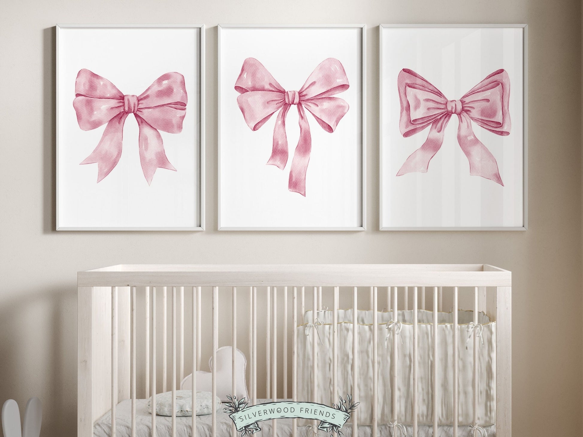 Set of 3 Pink Bow Prints, seamlessly infusing a blend of preppy charm and balletcore elegance. From preppy dorm rooms to baby nurseries, these delightful prints effortlessly elevate any room, making them the perfect gift for teens and baby showers.