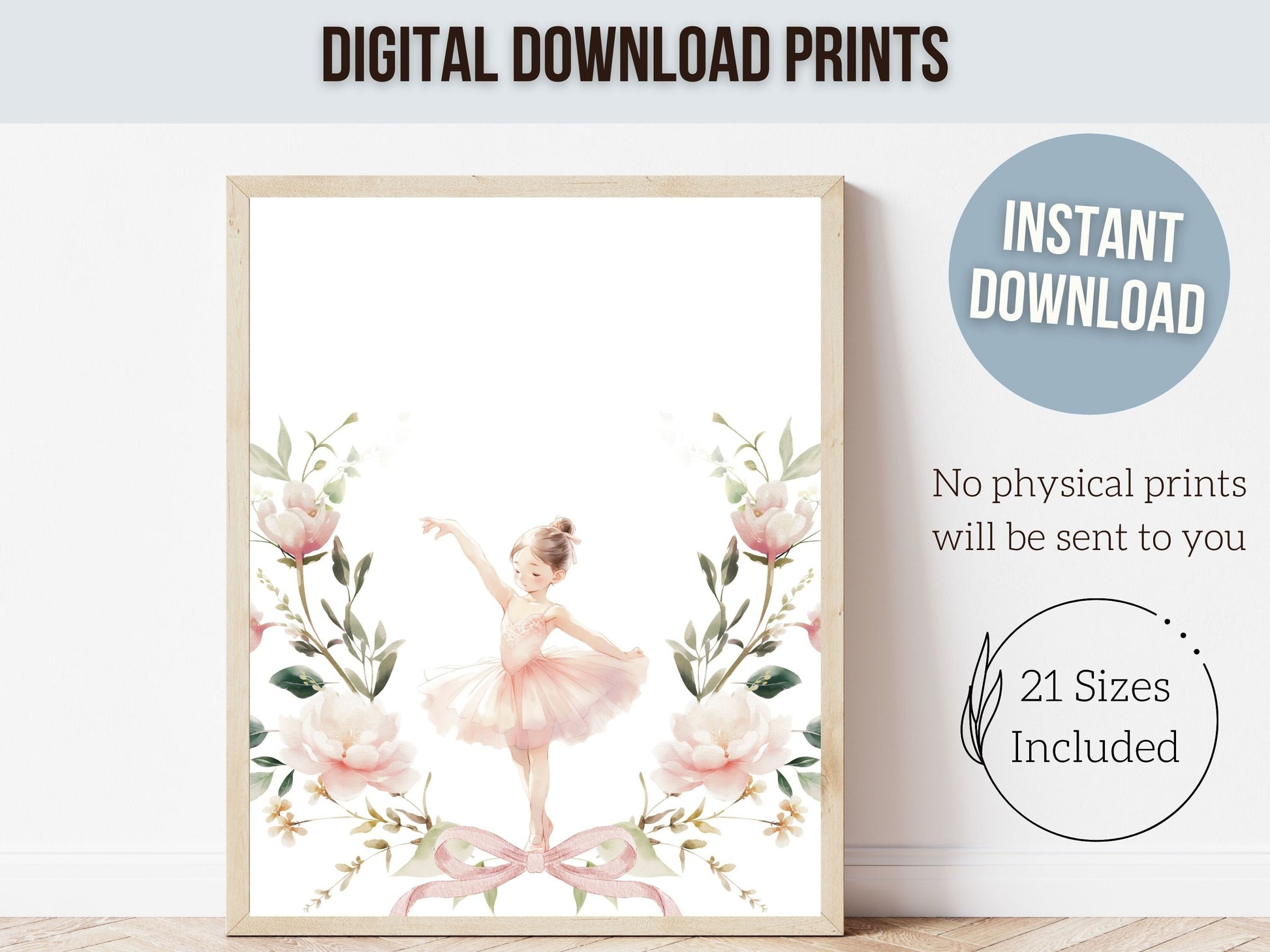 Ballet Nursery Print, Wildflower Ballerina Nursery Decor, Baby Girls Floral Nursery Wall Art, Balletcore Aesthetic Wild Flower Digital Print