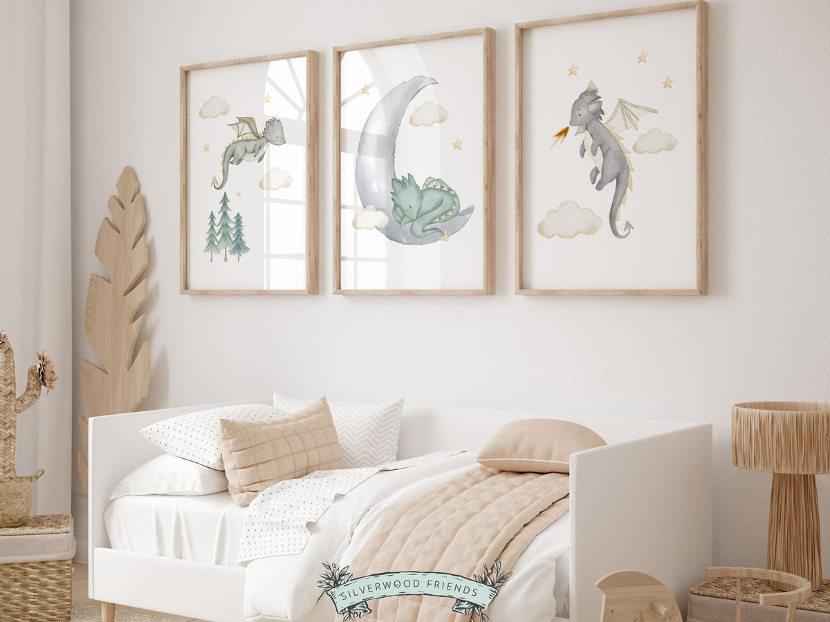 Baby Dragon Moon Nursery Prints - Set 2 – Silverwood Friends