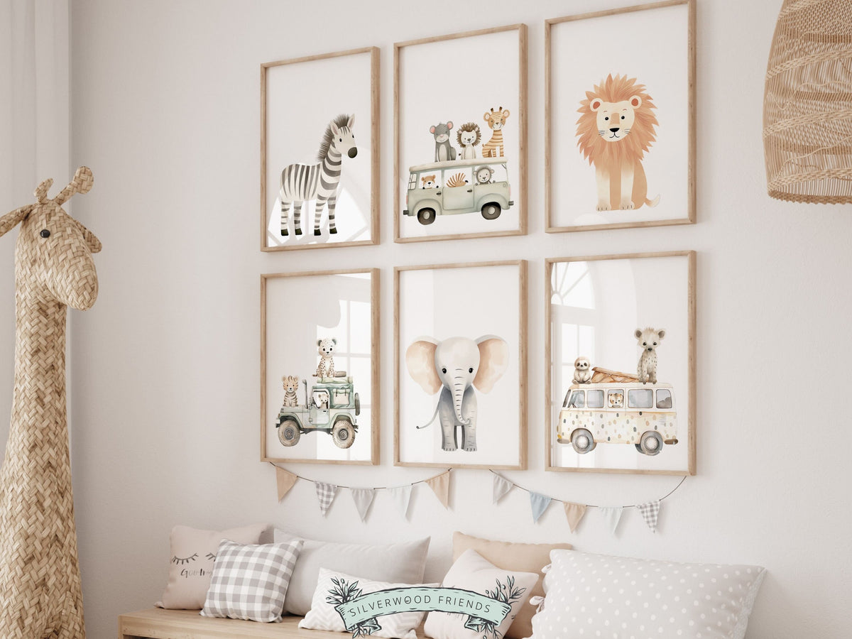 Jungle Animal Car Nursery Prints – Silverwood Friends
